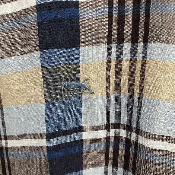 Rodd & Gunn Mens Size Large 100% Linen Pavilion Plaid Button-Up Shirt Collared - Picture 3 of 8